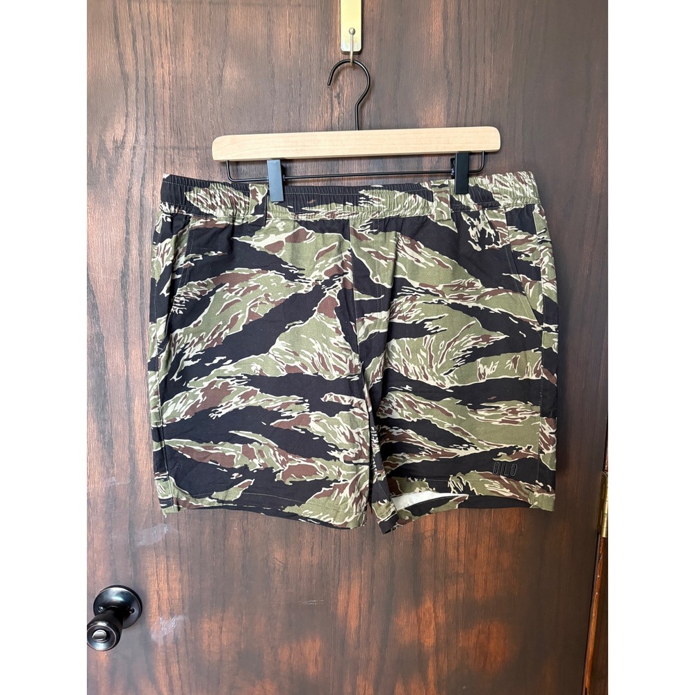 QILO Tiger Stripe Camo Shorts Mens XL Green Brown Black Cotton Tactical
